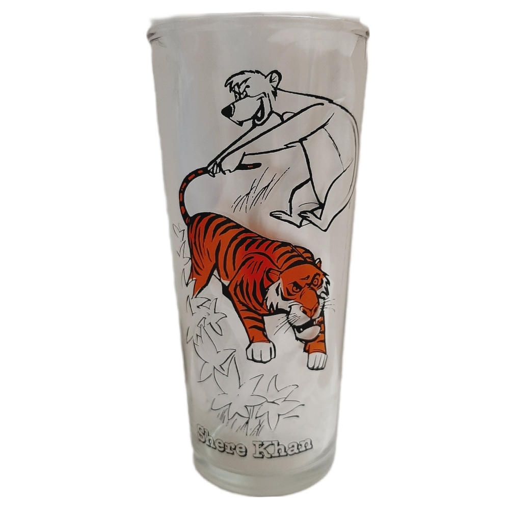 🍒 DISNEY THE JUNGLE BOOK Vintage 60's Glass with Baloo and Shere Khan